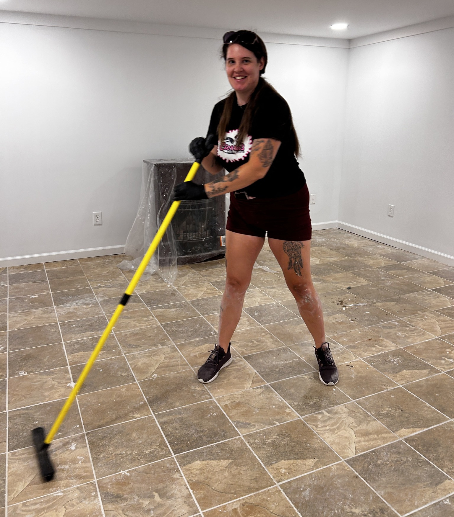 Professional cleaning team at work